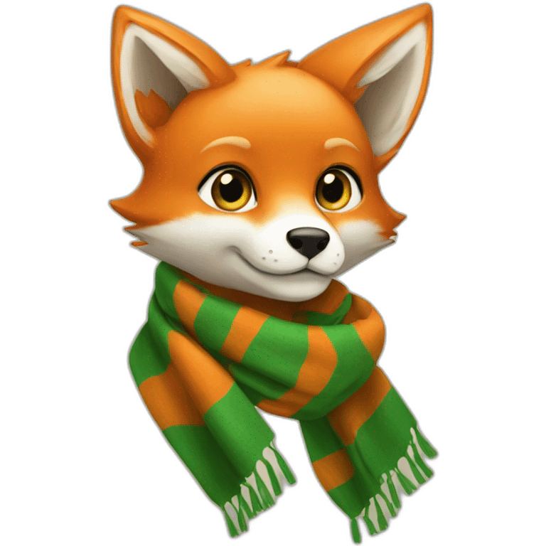 orange fox whit green scarf emoji