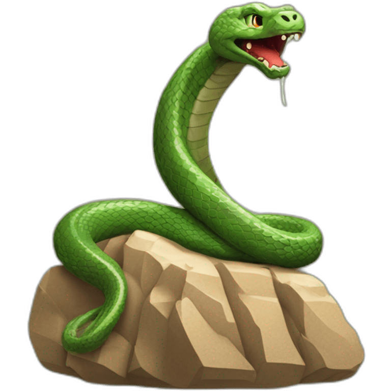 Serpent sur un rocher emoji