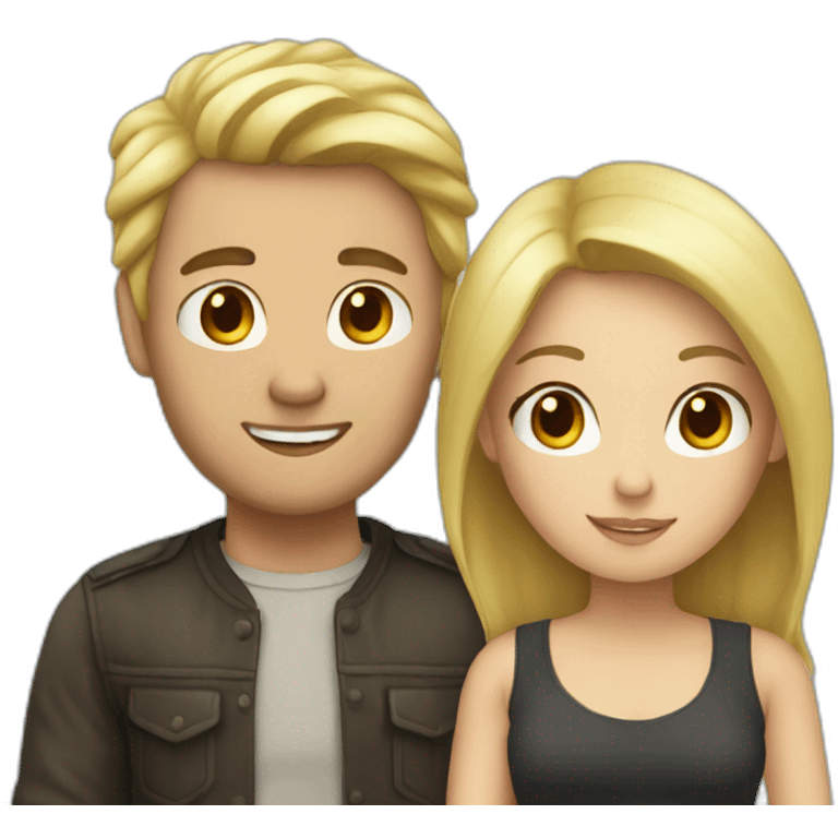 Blond man and brunette woman in love emoji