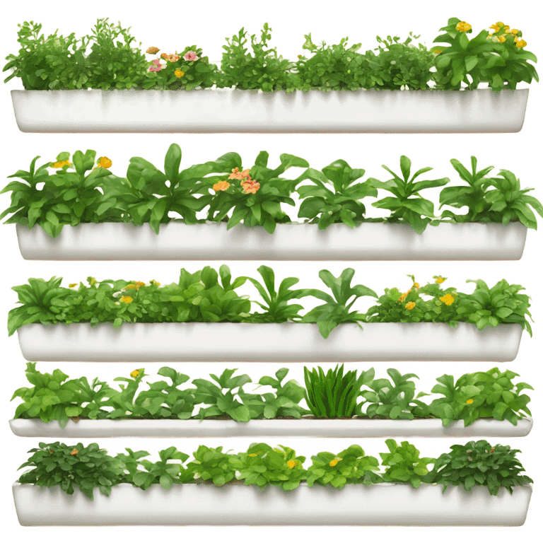 Very Long white rectangular flower pot with green plants only emoji