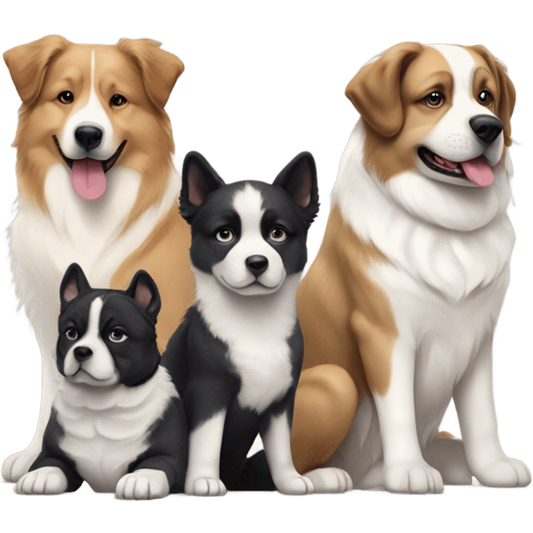 Great Pyrenees, Husky, Australian Shepherd and French Bulldog sitting next to each other emoji