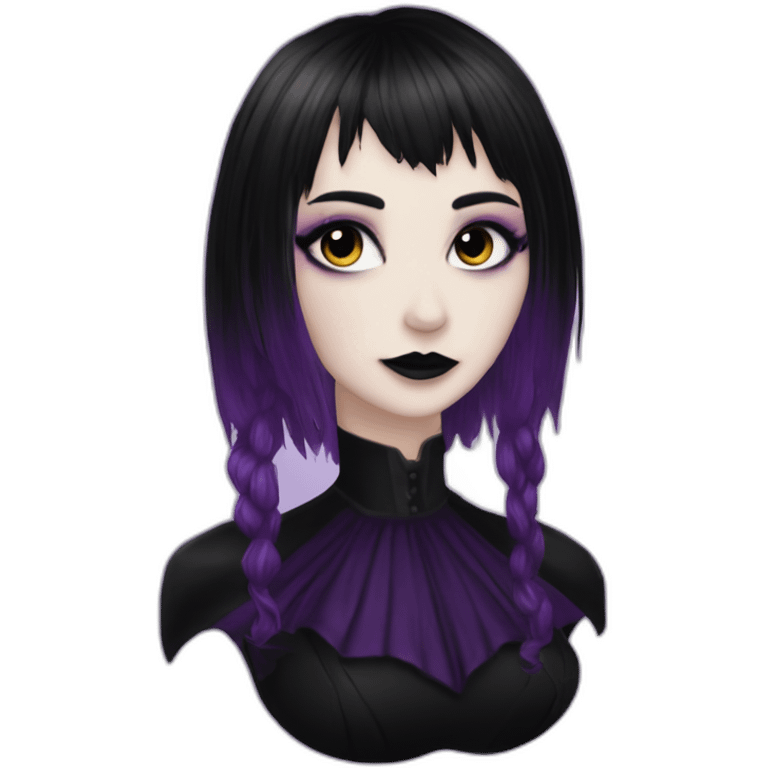 Elissabat -with bangs -long-hair-dark-plumpurple-and-black-vampire-goth-makeup-pinkeyes-romanticgothcloses-bat emoji