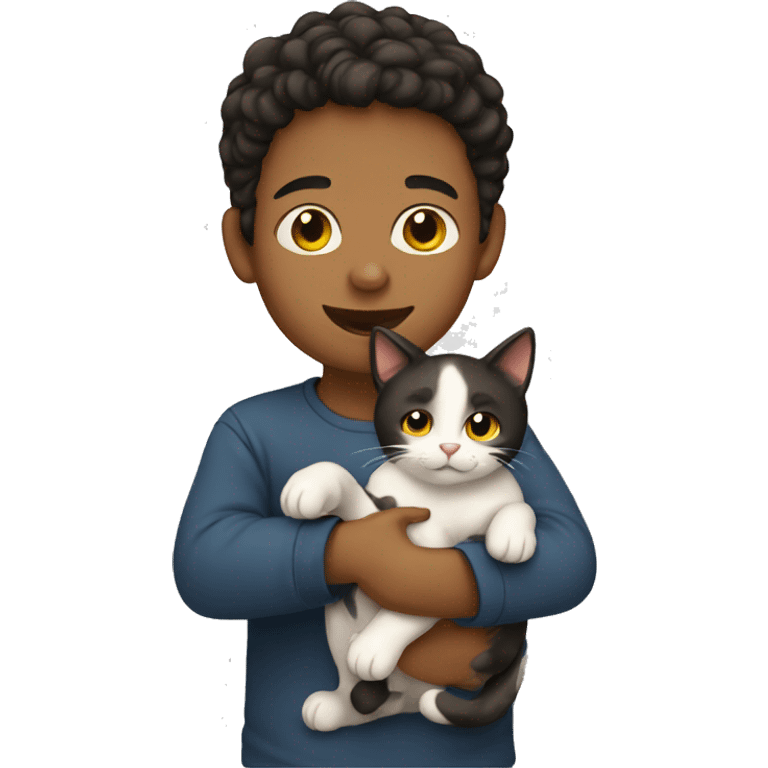 Boy holding a cat emoji