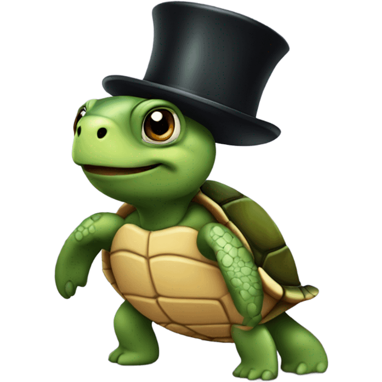 Turtle wearing a top hat emoji