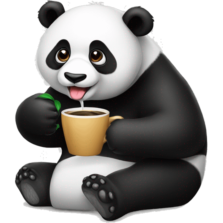 Panda drinking coffee emoji