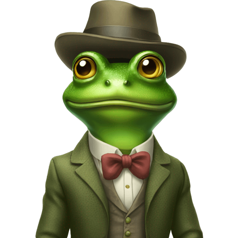 frog in a oldmoney fashion clothes emoji