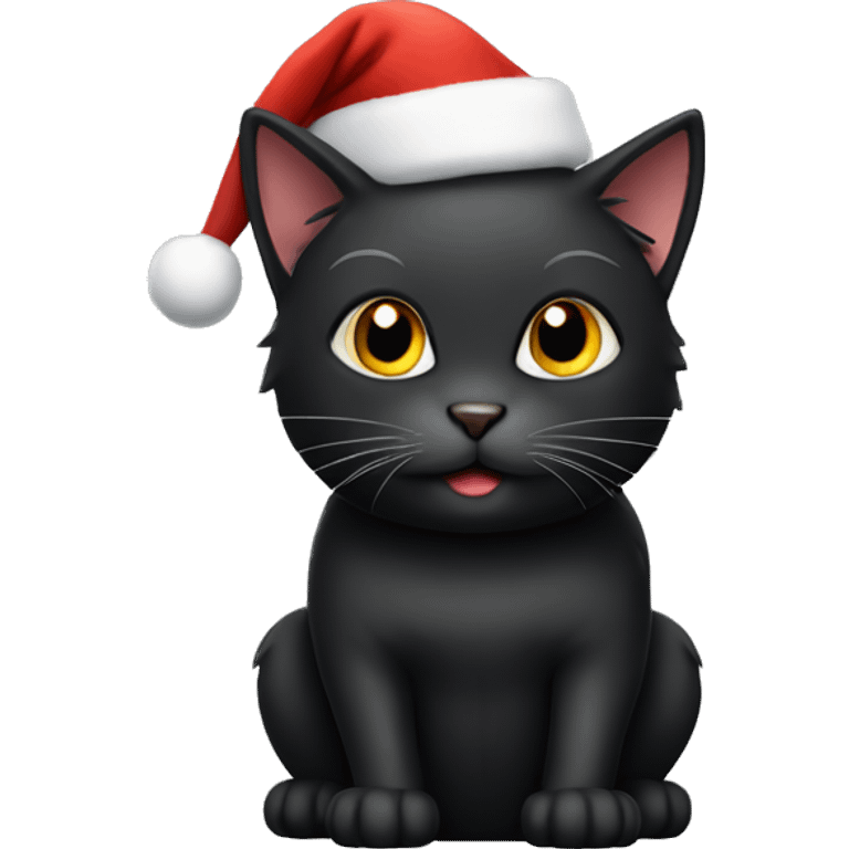 Black cat in Santa hat  emoji