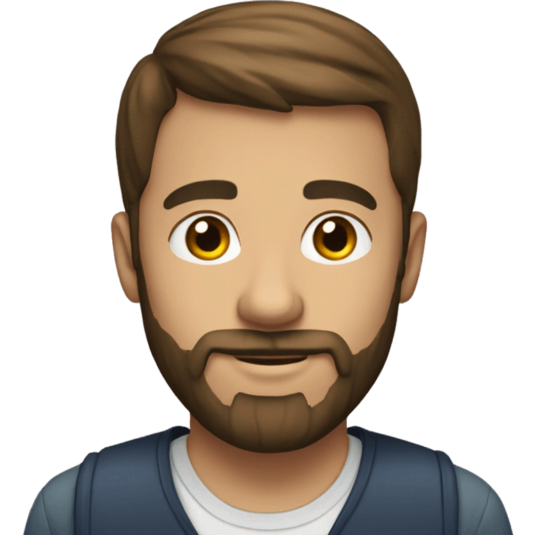 a man of 26 years old with a beard, short hair, brunette, being an English teacher emoji