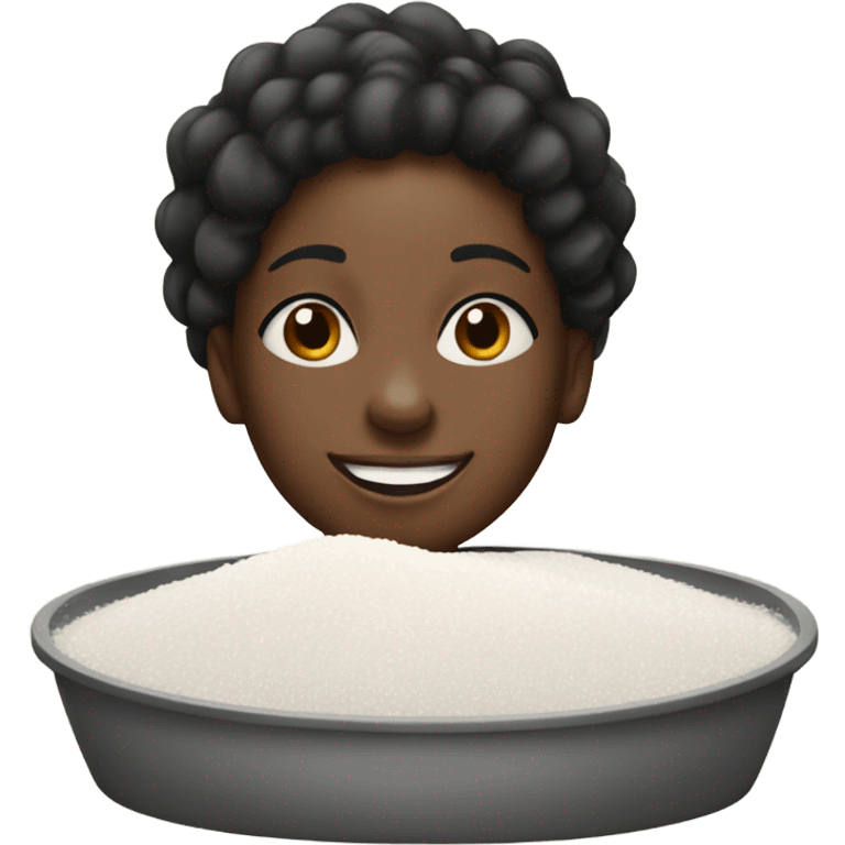 Happy black girl with a pile of salt emoji