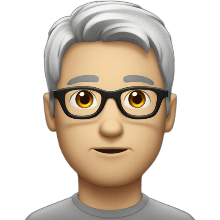 hopeless white man with glasses and black Sparse hair emoji