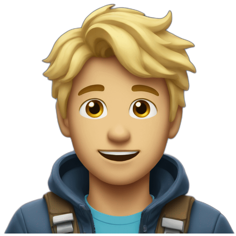 boy with blond hair in hyperspace mountain emoji