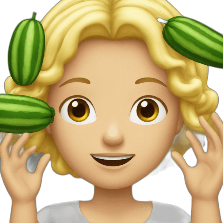 blond girl throwing a cucumbe emoji