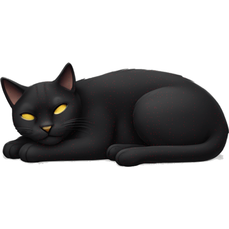 A black cat sleeping, full body  emoji