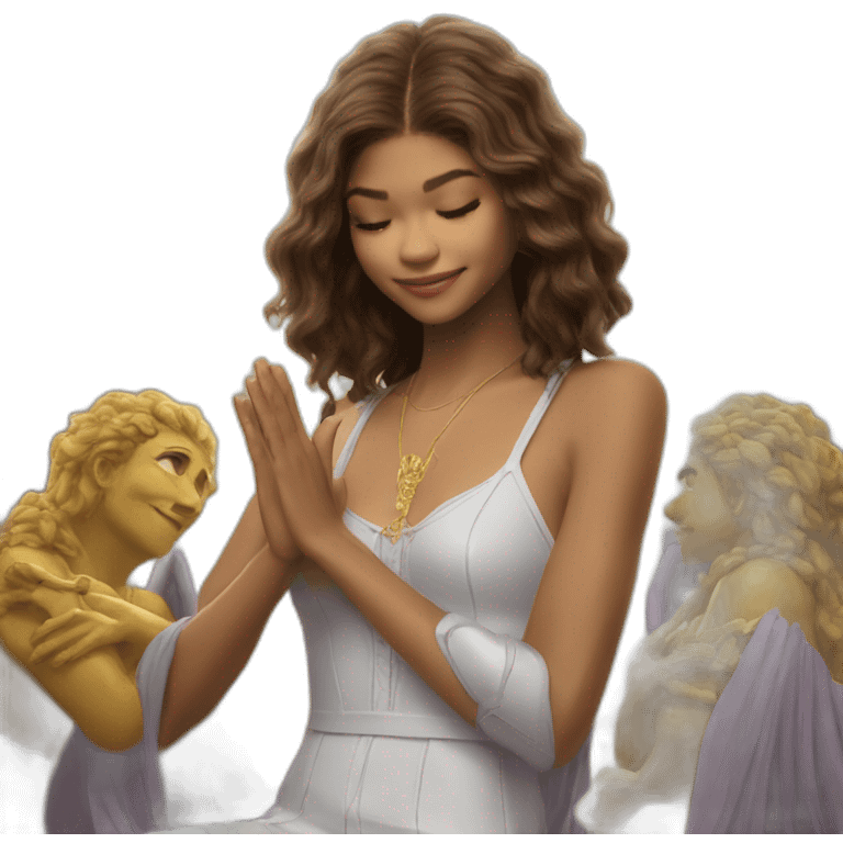 Zendaya petting a god emoji