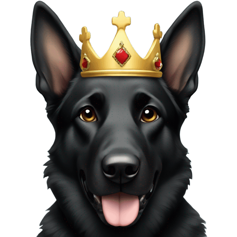 Black German Shepherd with a crown emoji