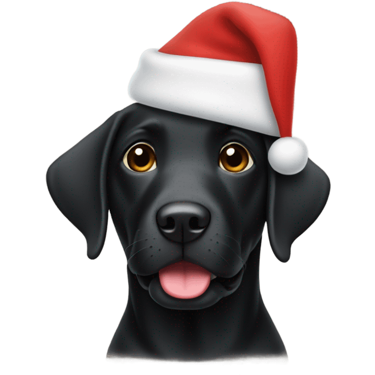 Black Labrador wearing a Santa hat emoji