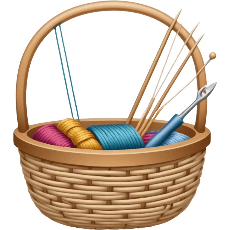 Weaving icon, various types of weaving such as basket weaving, macramé, and loom weaving, showing intertwined threads or ropes, weaving tools like shuttle, crochet hook, and loom, minimalistic style, clean lines, transparent background. emoji