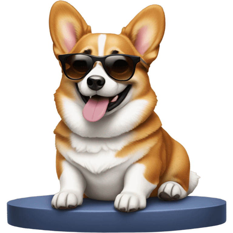 Corgi with sunglasses on table emoji