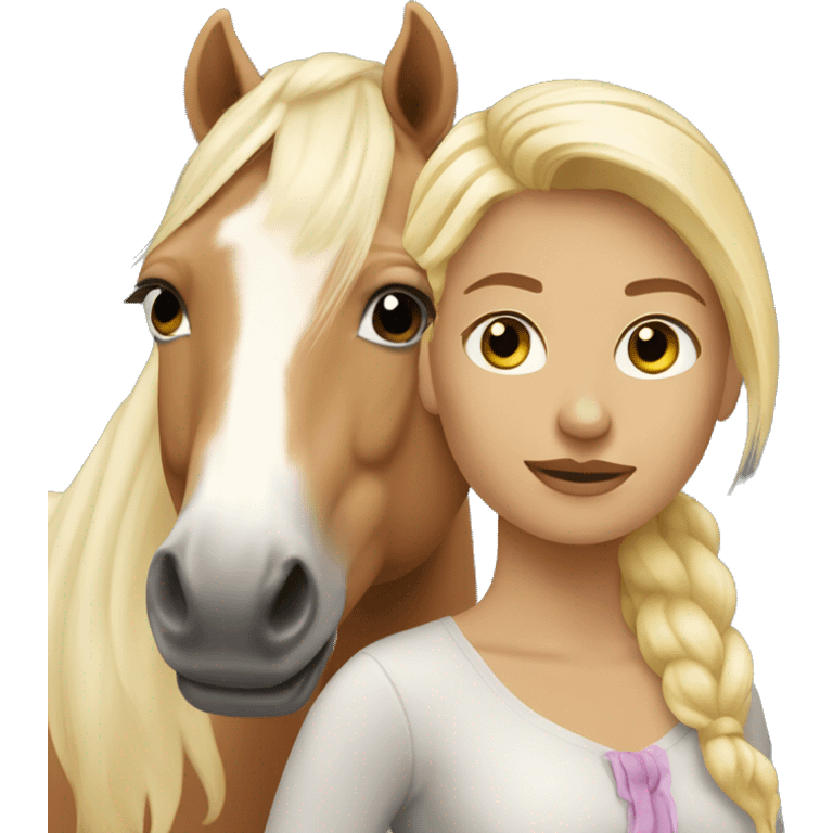 Blonde girl with palomino horse emoji