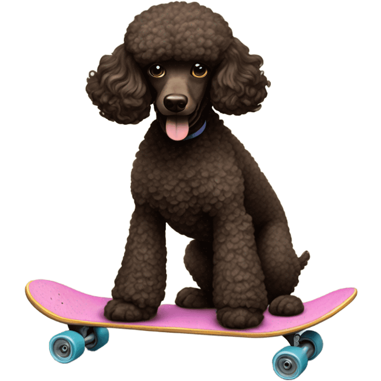 Poodle on skateboard dark brown emoji