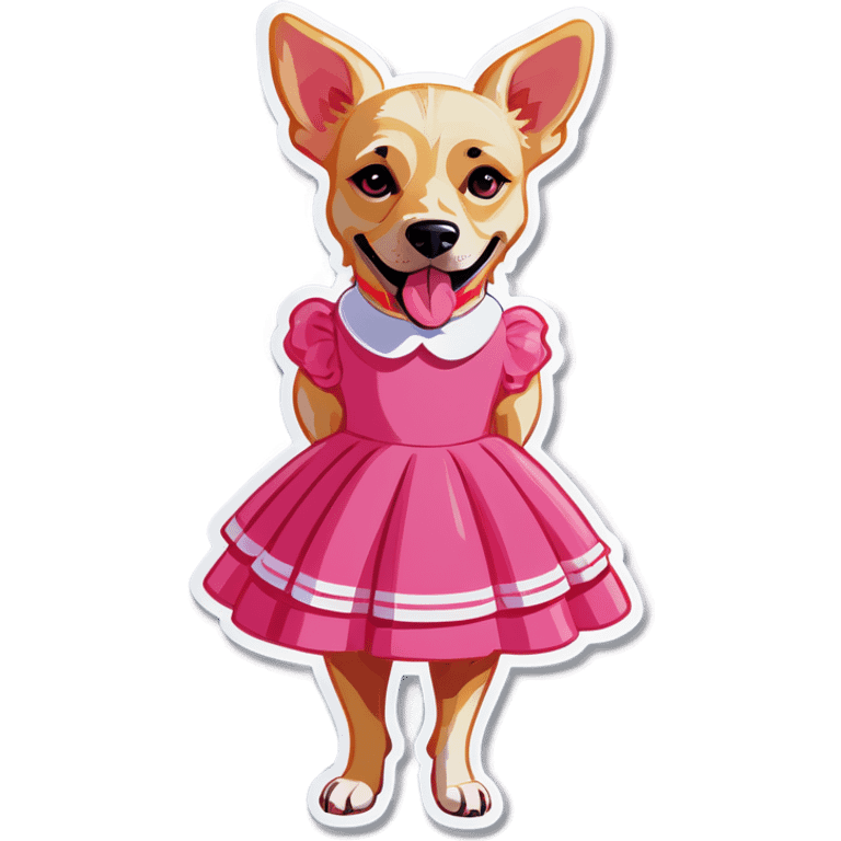 Blonde dog wearing a pink dress emoji