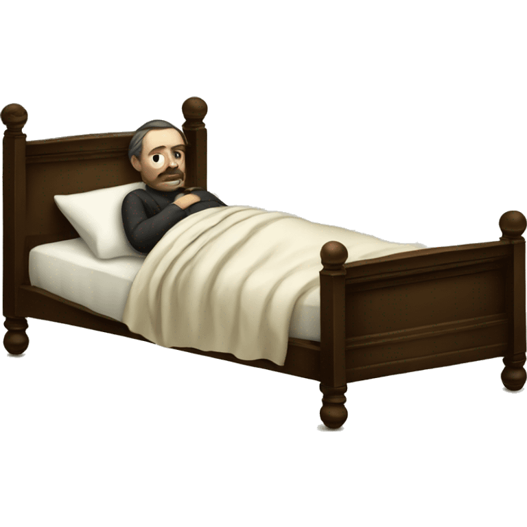 A sick man on a bed in 1870 emoji