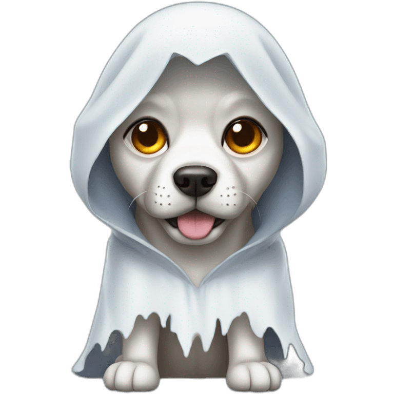 Dog in a ghost costume emoji