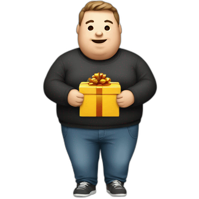 overweight man with gift emoji