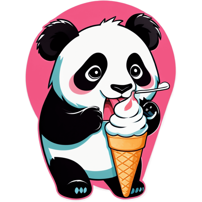 Panda eating ice cream emoji