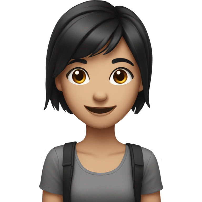 smiling girl with black hair emoji