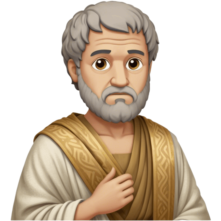 Cinematic Realistic portrait of Aristotle the philosopher, depicted as a wise, contemplative figure in detailed ancient Greek attire, with a textured draped robe and thoughtful expression, bathed in soft classical lighting that highlights his timeless intellect. emoji