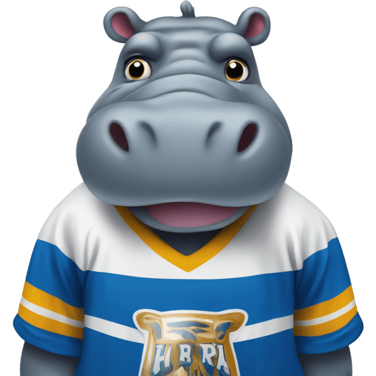 Hippo wearing hockey jersey emoji