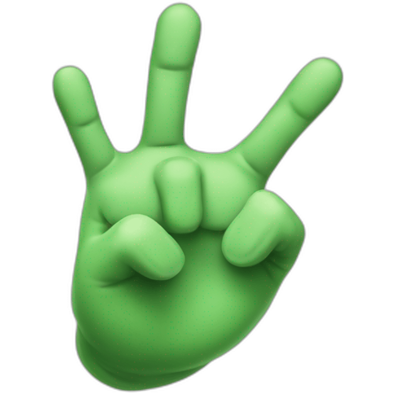 green grogu hand with 3 fingers emoji