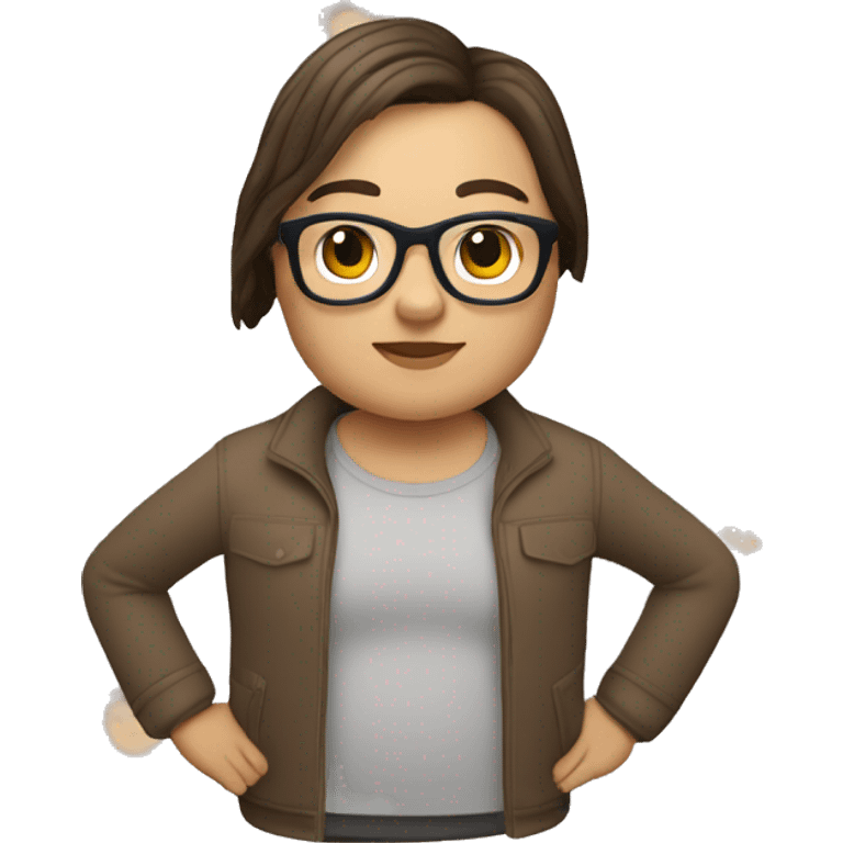 Create Memoji of a person with a fat, brunette face, who wears glasses, with little hair emoji