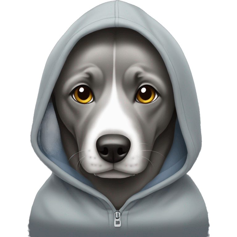 Gray dog wearing hoodie  emoji