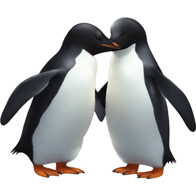 male penguin and female cute fluffy penguins holding hands  emoji