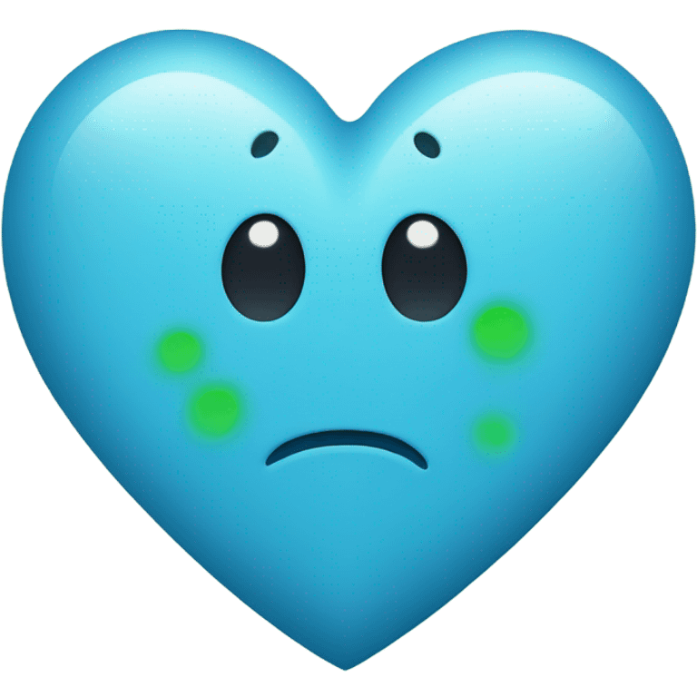 Blue heart with tiny bit of green in the middle emoji