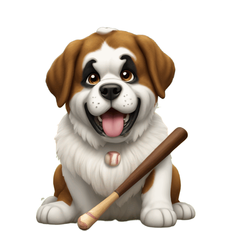 Saint Bernard hitting a baseball  emoji