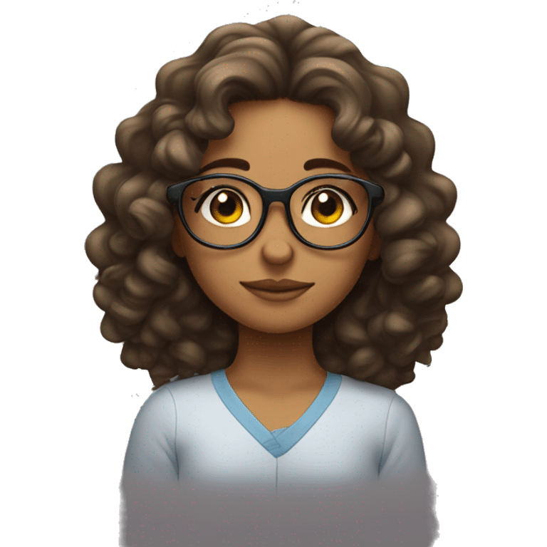 girl ready to sleep with glasses and heatless curls on her hair emoji