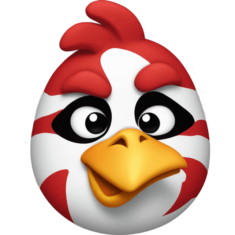 mascot chicken in red, black and white colors emoji