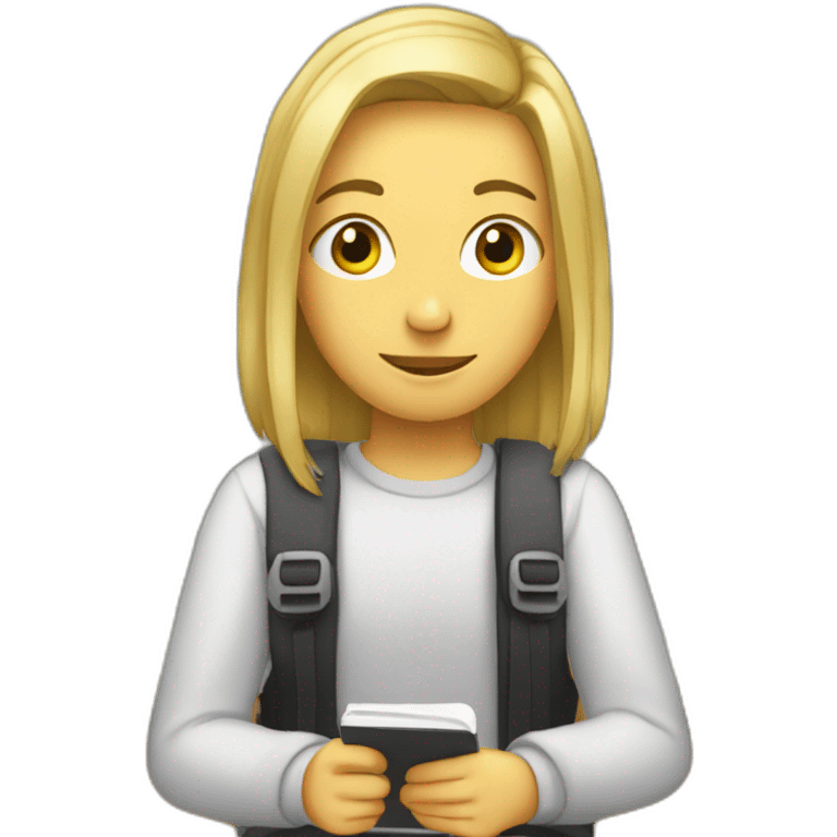 Student with straight shoulder hair who was listening and talking online record emoji