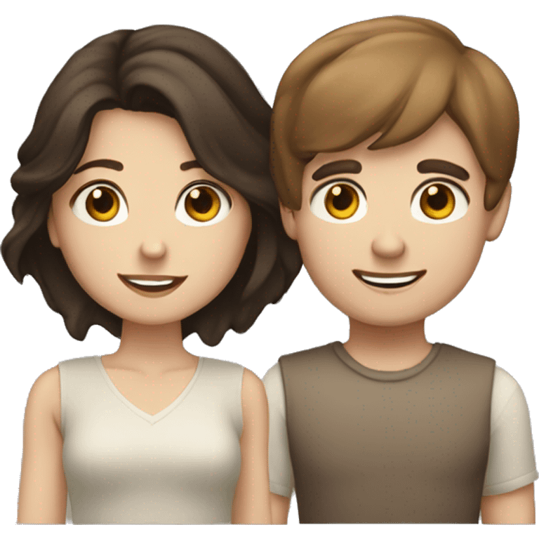 blue eyed brunette boy with brown eyed brunette girl emoji