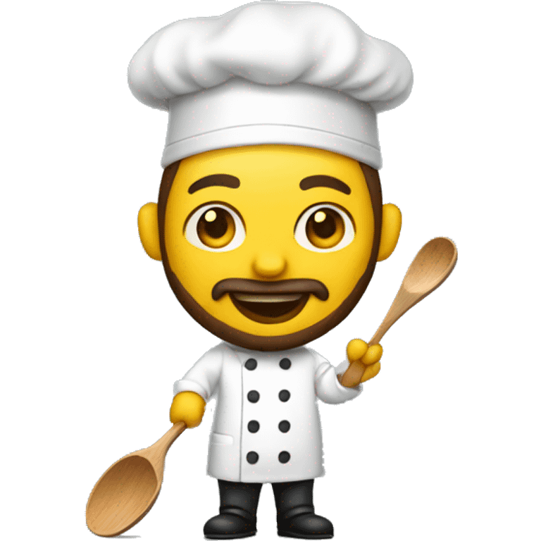 Chef, yellow skin, growing beard. with a wooden ladle in hand emoji