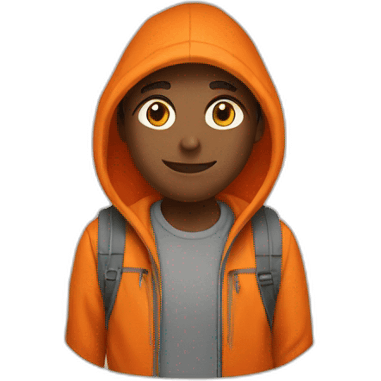 Hiker wear a orange hoodie emoji