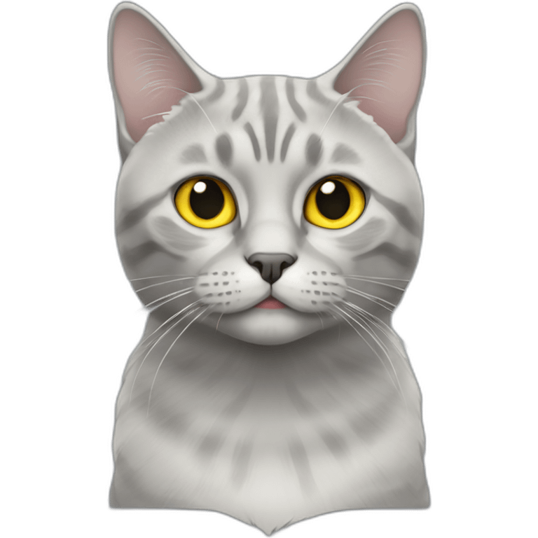 Silver marble Scottish straight cat with yellow eyes emoji