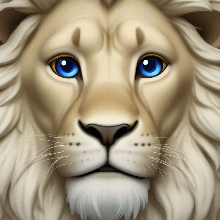 Lion blanc aux yeux bleus emoji