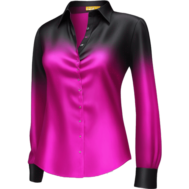 Realistic isolated side view of a black and hot pink shiny silk blouse. emoji