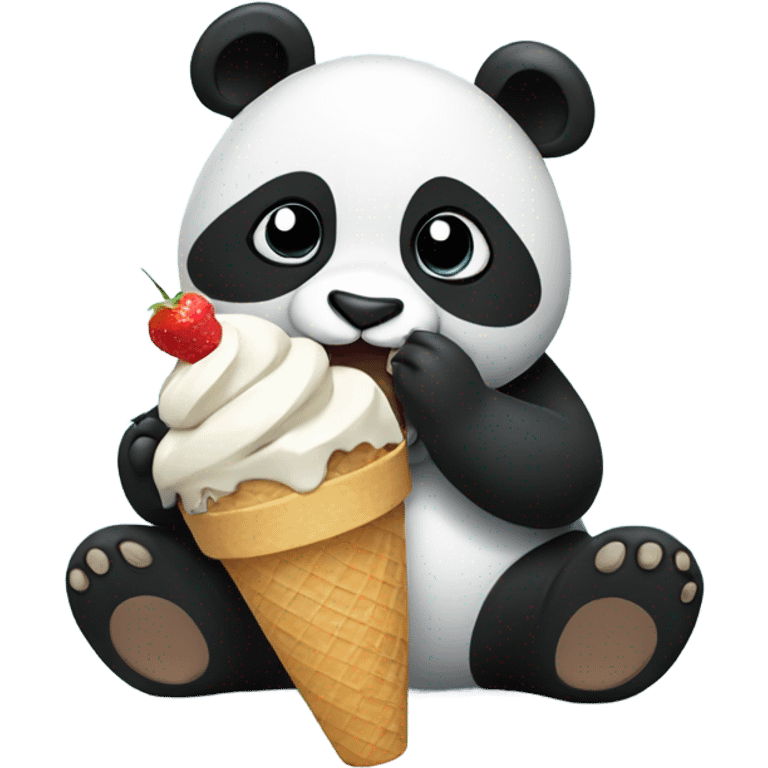 Panda eating ice cream emoji