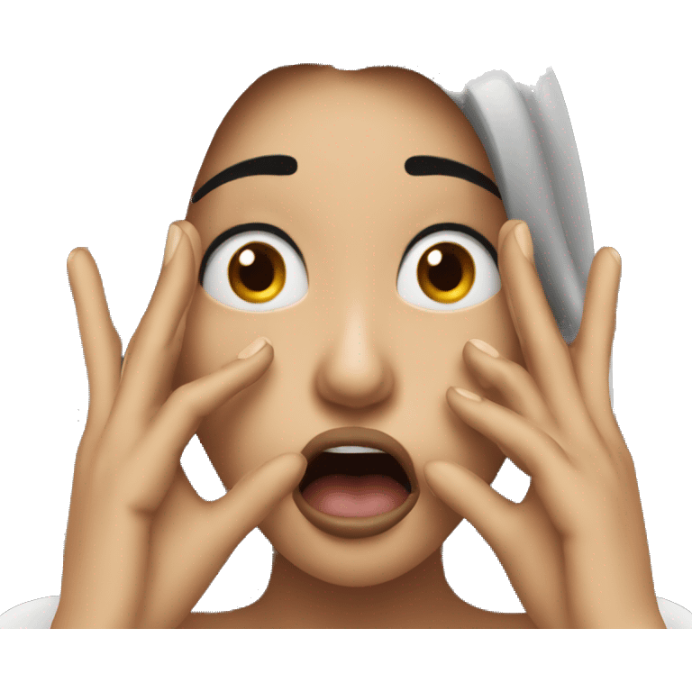 shocked woman hands on face black emoji