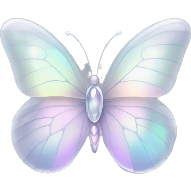 Pastel white iridescent glass crystal butterfly emoji